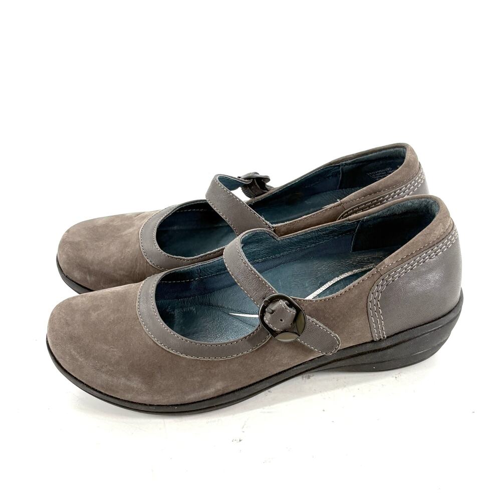 Dansko Mary Jane Heels 37 7 Pumps Grey Tan Beige Comfort Work Career Clogs